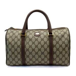 Gucci Boston bag beige GG monogram canvas brown